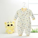 ベビーパジャマ、Chickwin純粋な綿暖かい秋と冬の幼児と小さな子供の下着は、厚い綿の赤ちゃんのパジャマの冬の新生児を設定 (73 cm（6-12ヶ月）, 黄)