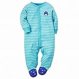 カーターズ Carter's ベビー服 カバーオール 足つき 長袖 男の子 ブルーボーダー&モンスター (12months(72-78cm)) [並行輸入品]