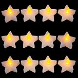 loguideちらつきLED Flamelessウォームイエロー電池式ティーライトキャンドルウェディングクリスマスパーティーデコレーション用12個 ホワイト LO-BS-01