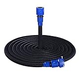 伸縮ホース 伸びるホース 3倍に伸びる マジックホース 伸縮散水ホース ノズルガーデニング ホースリール 5m－15m プラスドライバー シャワーノズル付き 散水パターン8種類 軽量 便利 ブラック 