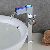 Tophome LED洗面水栓 キッチン水栓 混合水栓 蛇口 水栓 LED洗面蛇口　 LEDバス蛇口 冷熱混合水栓　真鍮製 おしゃれ 温度センサー付