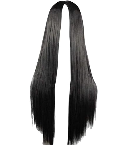 Mersi 27" Long Straight Black Wig - Synthetic Costume Wig For Women, Halloween, Cosplay (Includes Wig Cap)