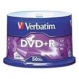 DVD+R Discs, 4.7GB, 16x, Spindle, Matte Silver, 50/Pack
