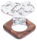 Finn + Emma天然木製と有機コットンTeething Ring for Baby Boy or Girl ピンク G05-0922a