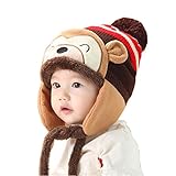 (プタス)Putars 子供用 帽子 ニット帽 ポンポン お猿柄 耳あて付き 男の子 五色 耳保護 防寒 防風 暖かい 冬 可愛い 新生児 記念日 プレゼント