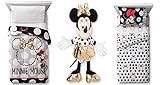 5 Pc Disney Metallic "Rock the Dots" Minnie Mouse Bedding Bundle Set Comforter Sheets and Metallic M