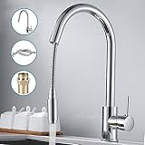 キッチン蛇口 シャワー 混合水栓 キッチン用水栓 ハンドシャワー シングルレバー キッチン用混合栓シャワー 360°回転スイベルスパウト ホース付き