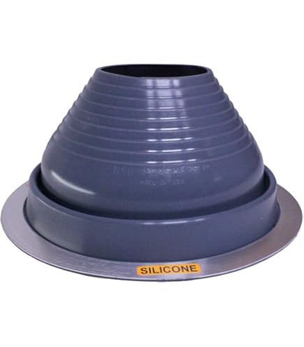 Dektite Premium #4 Black EPDM Metal Roof Pipe Flashing, Square Base, Pipe OD 3" To 7