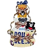 ミキハウス　ダブルBバンダナ付３段おむつケーキ (パンパースＭ, 男の子)