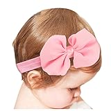 Merssavo ベビーパフィーボウヘアバンドソフトエラスティックヘッドバンドヘアアクセサリーバンドx 1(ピンク)