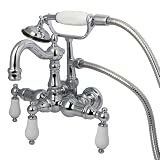 Elements of Design DT10081PL Hot Springs Wall Mount Clawfoot Tub Filler with Hand Shower, 4-3/4' in 