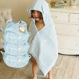 メレンゲ ギフトセット2（ブルー） フード付きバスタオル+スタイ3枚 今治産 (0～3歳用) のし・包装・メッセージカード対応