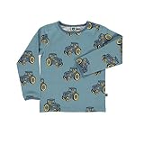 【Smafolk スマフォルク】T-shirt with tractor Aspen green カラー:グレー p0000gxv ベビー トップス 長袖 出産お祝い キッズ 子供服
