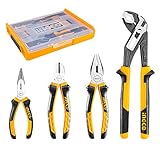 INGCO ハイレバレッジ ペンチセット 4点組 8 "コンビネーションプライヤー 7"斜めカッティングプライヤー 6 "ロングノーズプライ