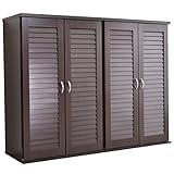 タンスのゲン 下駄箱 シューズボックス 幅60cm 2個セット ルーバータイプ タイガー ダークブラウン 68110010 DB