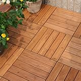 天然木製 ジョイント式 ウッドデッキパネル ブラウン 27枚セット 杉天然木 拭き上げ塗装 JWP-300