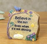 BelieveポリストーンメッセージRock装飾石鉢植えインテリアデスクペーパー重量装飾 – メッセージを彫刻: Believe in the Sun Even When It 's Not Shin