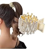 [Herbeluemily] ヘアクロー クリップ ラインストーン ビジュー ポニーホルダー 髪留め 髪飾り フォーマル ゴールド B HM-0157-R03-GD-B