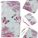 Galaxy S8 Plus ケース, OMATENTI Galaxy S8 Plus 手帳型ケース, スタンド機能 マグネット開閉式 耐摩擦 耐衝撃 360°保護 財布型 ケース (5-バタフライ)