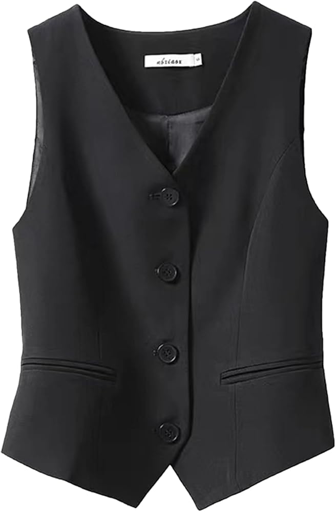 [Faddishop] ベスト レディース 事務服 ジレ オフィス 制服 女性用 ４つボタン おしゃれ 大きいサイズ 着痩せ 上品 ノースリーブ 通勤 面接 リクルート カジュアル