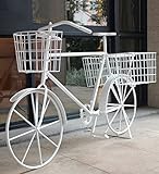 ZENGAI ショーケース フラワーポットラック レトロ 金属 鉄 自転車 屋内 屋外 小道具 ディスプレイスタンド フラワースタンド ( 色 : 白 )