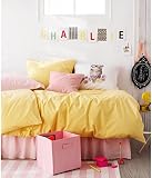 Toddler Bedding Twin Duvet Quilt Cover 2pc Set Tiny Polka Dot Yellow White 100% Cotton Reversible Gi