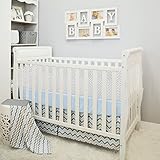 Grey and Blue Chevron Zig Zag 5 Piece Baby Boy Crib Bedding with Bumper by BabyBebe