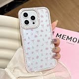 UEEBAI 対応 iPhone 16e 用の ケース ラインストーン スマホケース 可愛い おしゃれ 花柄 ケース 軽量 薄型 耐衝撃 キラキラ ダイヤ スマホケース – ローズ