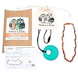 Baltic Amber Teething Necklace - Handmade in Lithuania - Lab-Tested Authentic - Comes with Silicone 