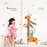 Cartoon Animals Growth Chart Wall Stickers Height Measurement Removable Wall Decals Home Decor PVC A