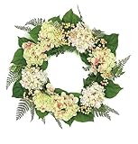 24" Decorative Pink, Cream and Green Hydrangea and Berry Artificial Floral Wreath - Unlit
