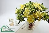 Coobl人工シルクフラワーペイントスタイルLilyフラワーウェディングブーケ花嫁Holding Garlands Vine Plant花嫁DIY花アートホーム装飾（6pcs） グリーン A