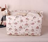 GreenForest Collapsible Laundry Storage Basket Classic Storage Box with Rose Flowers Design by Green