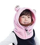 (ビグッド)Bigood ベビー帽子 キッズ 耳あて 子供用キャップ 女の子 男の子 耳付き スヌード ネックウォーマー カジュアル お出かけ 防寒（ピンクL）