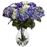 Nearly Natural 1368-BP Mixed Hydrangea with Vase, Blue/Purple [並行輸入品]