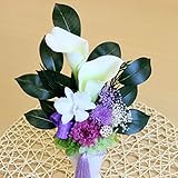 【ベルシック】プリザーブドフラワー 花鳳 新デザイン 豪華洋蘭仕様 枯れないお花 お供え・お悔み・仏花 ＜即日出荷＞＜送料無料（一部地域を除き）＞ (パープル)