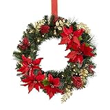 Brylanehome pre-lit Poinsettia Wreath レッド 00126440168mk0~0