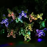 O-Best Solar String Lights 15.7ft 20 LED Butterfly Waterproof Outdoor Decorative Lights Solar Powere