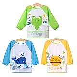 HBLIFE 3枚セット 食事用エプロン スタイ 防水ビブ ポケット付き かわいいデザイン ベビー 赤ちゃん 男の子 女の子 対象年齢0.5～4歳 離乳食 保育園用 お食事エプロン よだれかけ