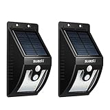 suaoki 16LED ソーラーライト センサーライト 太陽光発電 三つの点灯モード 明暗·人感センサー 夜間自動点灯 IP65防水 庭 ガーデン 玄関 屋外照明 防犯用など 2個セット