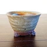 信楽焼 植木鉢 手ひねり足付山草鉢 中深 白萩釉 外径11.3cm 3個入り