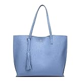 (ガラーボ) GALARVO レザーバッグ バッグ トートバッグ レディース 大容量 合皮 通勤 通学 学校 マザーズバッグ (ブルー)