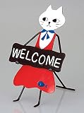 ジャービス商事　アイアン小物　アイアン人形ネコ　35358　サインプレート　WELCOME　SEE YOU