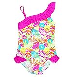 Zhhlinyuan Girls Oblique Shoulders 水着 Flower Print Swimwear Swimming Costume