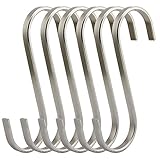 RuiLingプレミアムつや消しステンレスフラットSフックキッチンポットパンハンガー服ストレージラック。 XL/Flat シルバー HB-S-XL-6