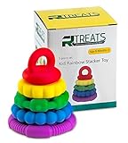 5 PC Rainbow Stacker Toy Teether Sensory Silicone rings for baby and children of all ages [並行輸入品]