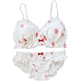 Amazon Somnus258 大きい いちご 超可愛い ブラジャー セット かわいい ブラ ショーツ セット 福袋 かわいい 下着 女性 セット ノンワイヤー 安い パンツ レディース 下着 ショーツ レディース セクシー ランジェリー L セット 通販