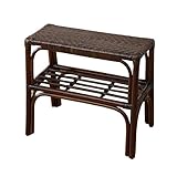 山善(YAMAZEN) 籐(ラタン)製 玄関ベンチ 幅50 ブラウン AR05-161(BR)