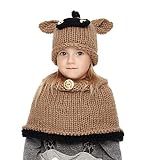 (brown(3-8years old)) - Sumolux Winter Kids Warm Cat Animal Hats Knitted Coif Hood Scarf Beanies for