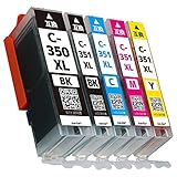 Canon キヤノン用 BCI-351XL(BK/C/M/Y) + BCI-350XL(BK) 【全色大容量/5色パック】 互換 インク カ
